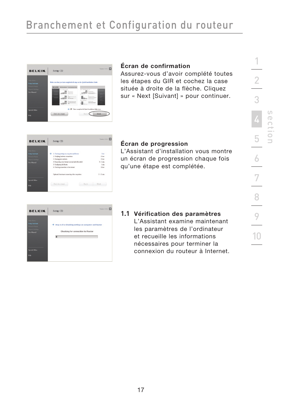 Branchement et configuration du routeur | Belkin F5D8233EA4 User Manual | Page 122 / 619