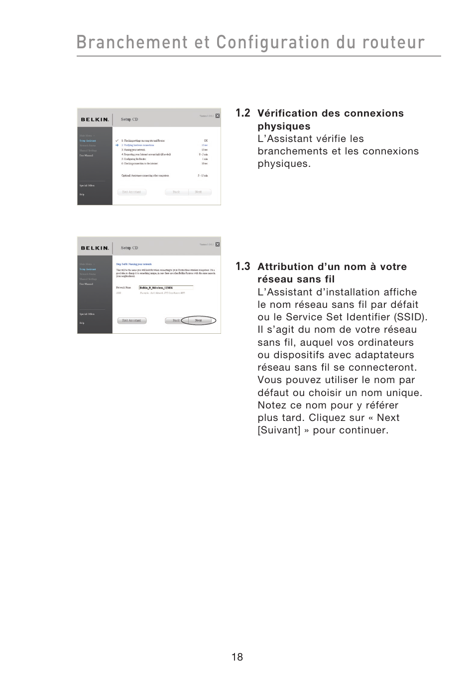 Branchement et configuration du routeur | Belkin F5D8233EA4 User Manual | Page 123 / 619