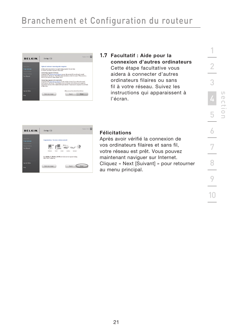 Branchement et configuration du routeur | Belkin F5D8233EA4 User Manual | Page 126 / 619