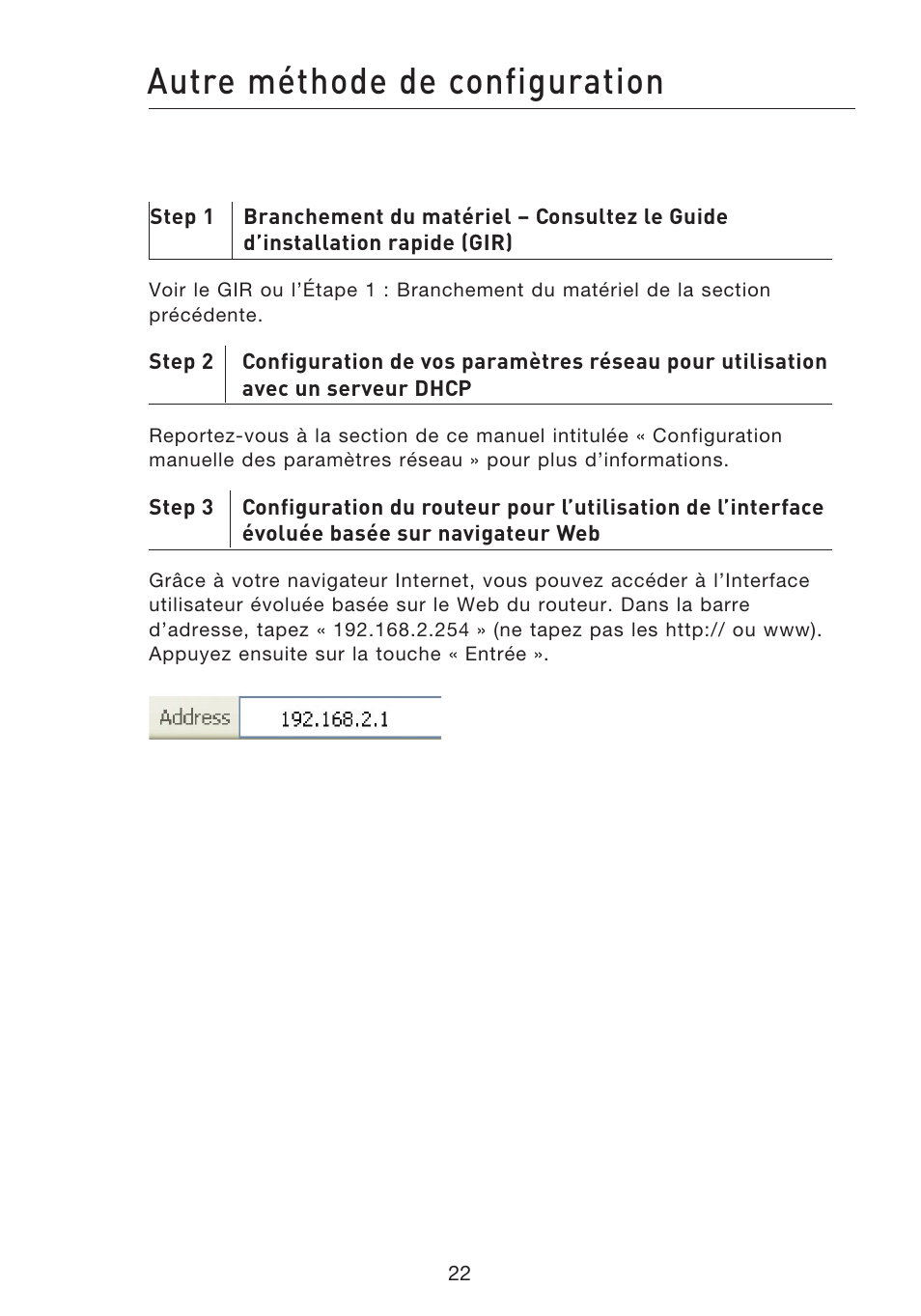 Autre méthode de configuration | Belkin F5D8233EA4 User Manual | Page 127 / 619