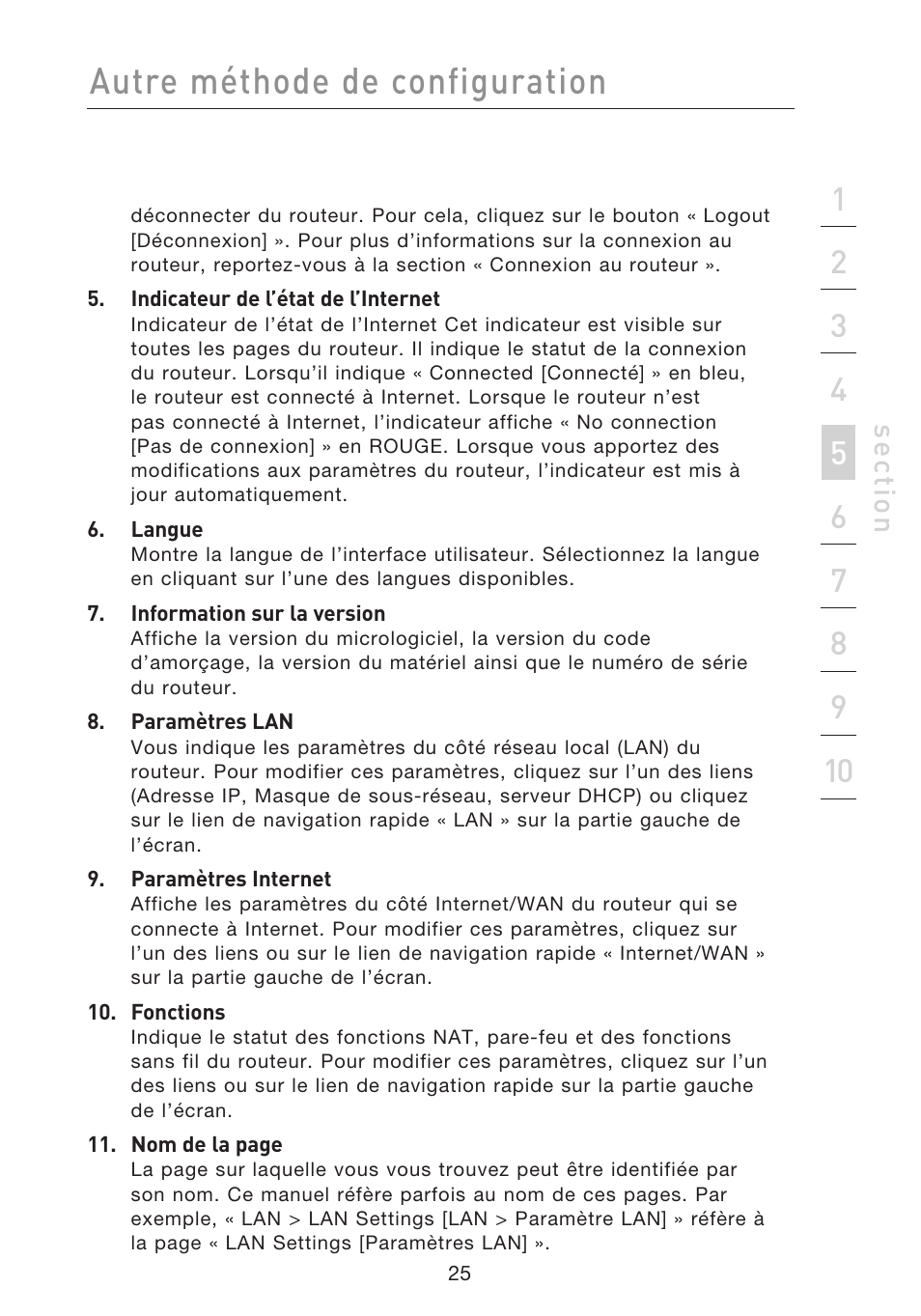 Autre méthode de configuration, Se ct io n | Belkin F5D8233EA4 User Manual | Page 130 / 619