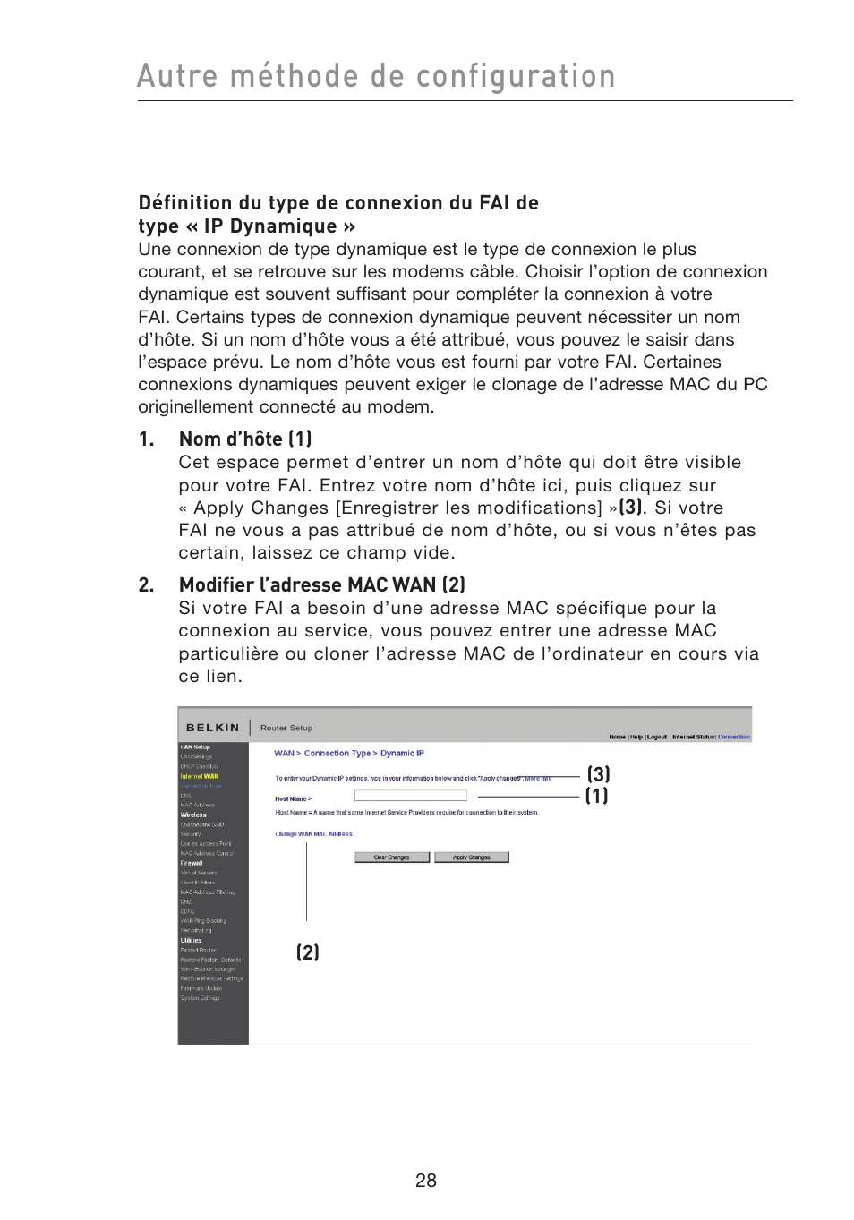 Autre méthode de configuration | Belkin F5D8233EA4 User Manual | Page 133 / 619