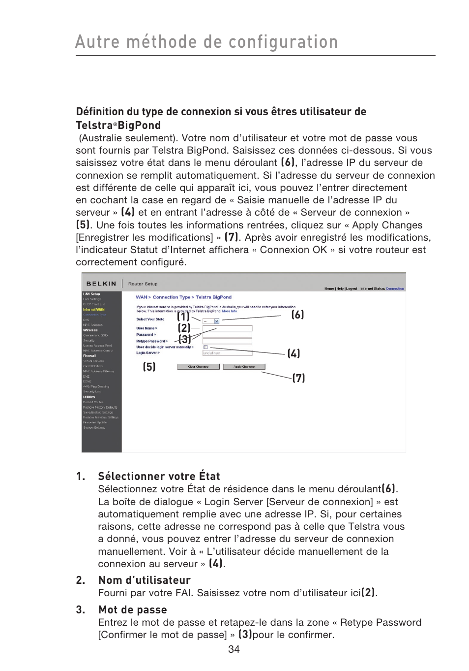 Autre méthode de configuration | Belkin F5D8233EA4 User Manual | Page 139 / 619