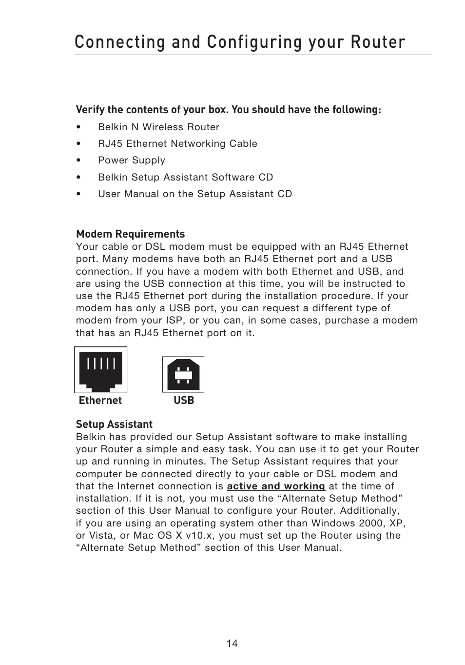 Connecting and configuring your router | Belkin F5D8233EA4 User Manual | Page 16 / 619