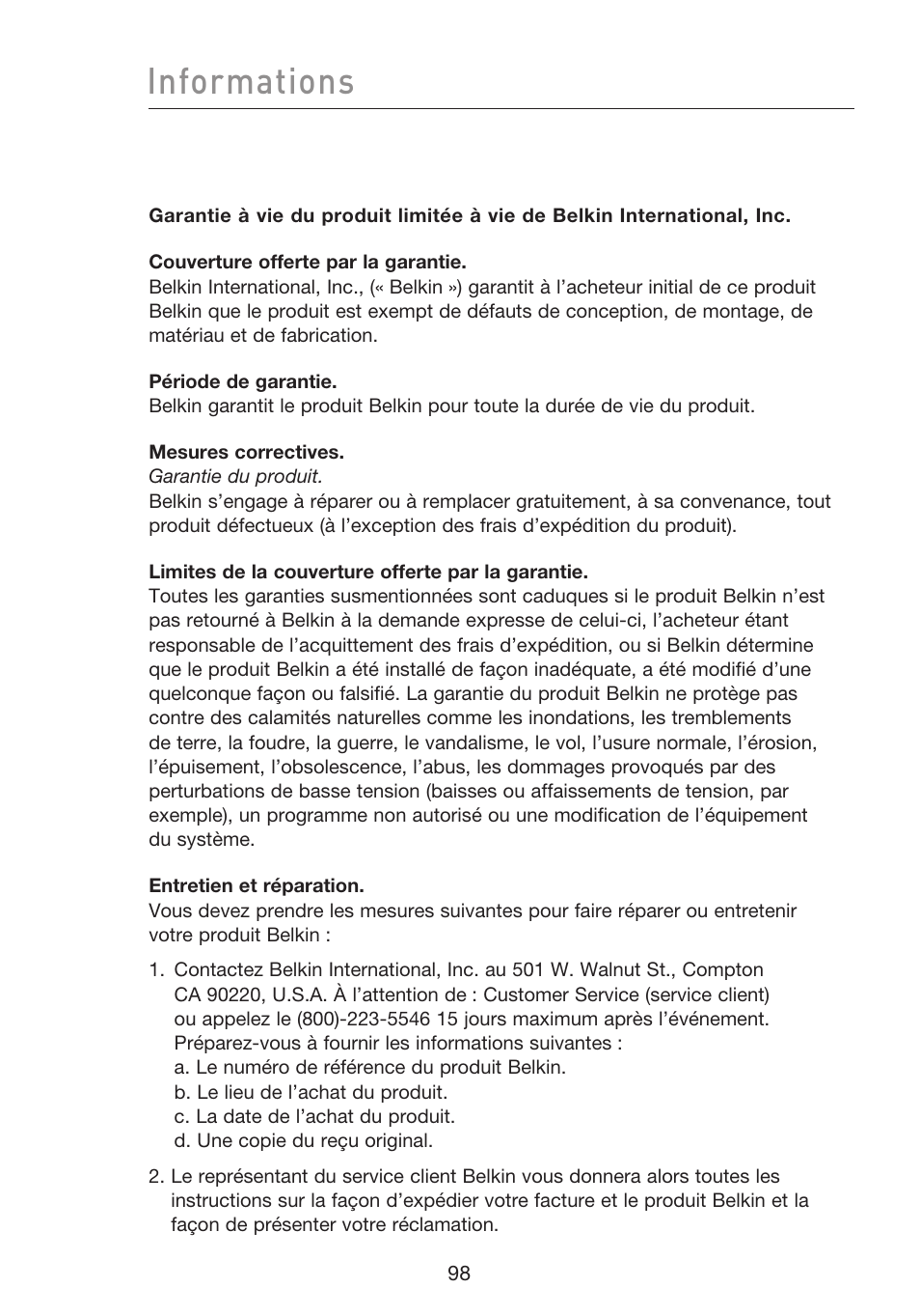 Informations | Belkin F5D8233EA4 User Manual | Page 203 / 619