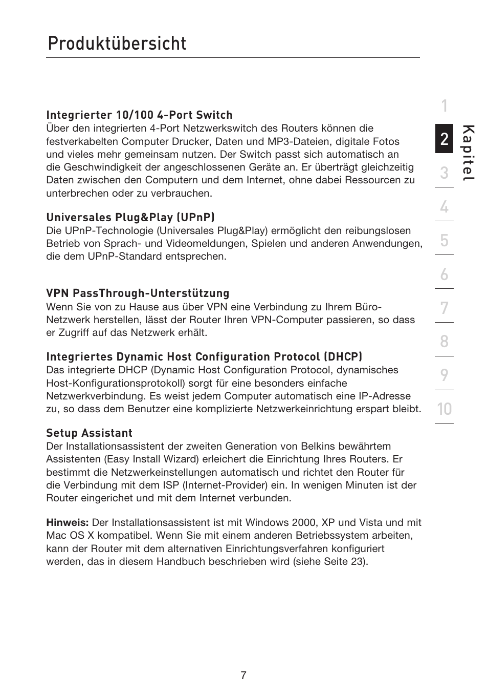 Produktübersicht, Kap ite l | Belkin F5D8233EA4 User Manual | Page 215 / 619