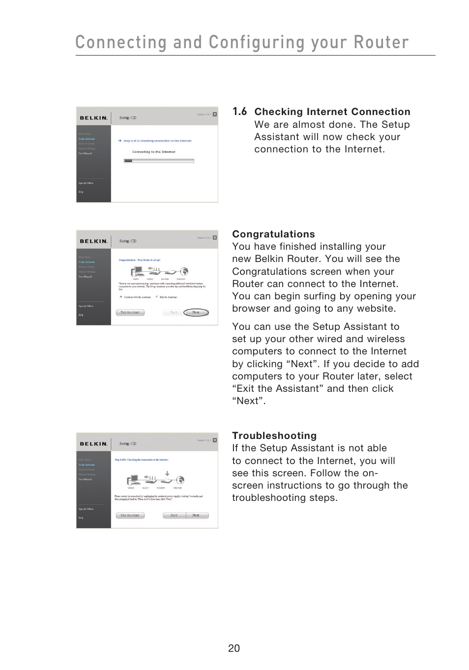 Connecting and configuring your router | Belkin F5D8233EA4 User Manual | Page 22 / 619