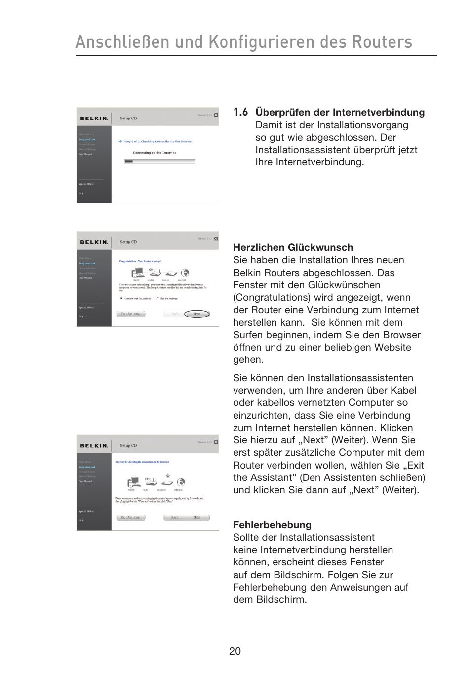 Anschließen und konfigurieren des routers | Belkin F5D8233EA4 User Manual | Page 228 / 619