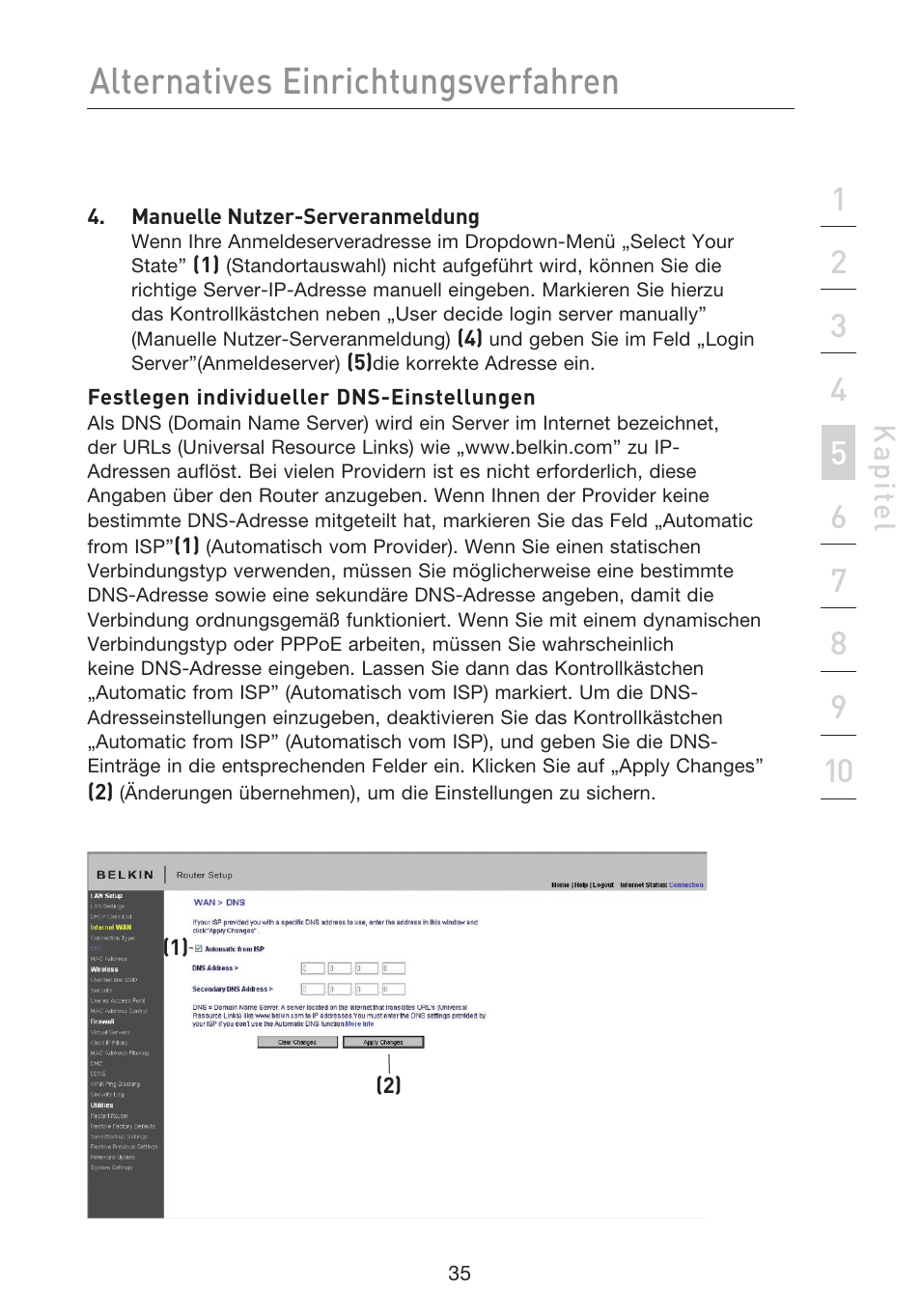 Alternatives einrichtungsverfahren, Kap ite l | Belkin F5D8233EA4 User Manual | Page 243 / 619