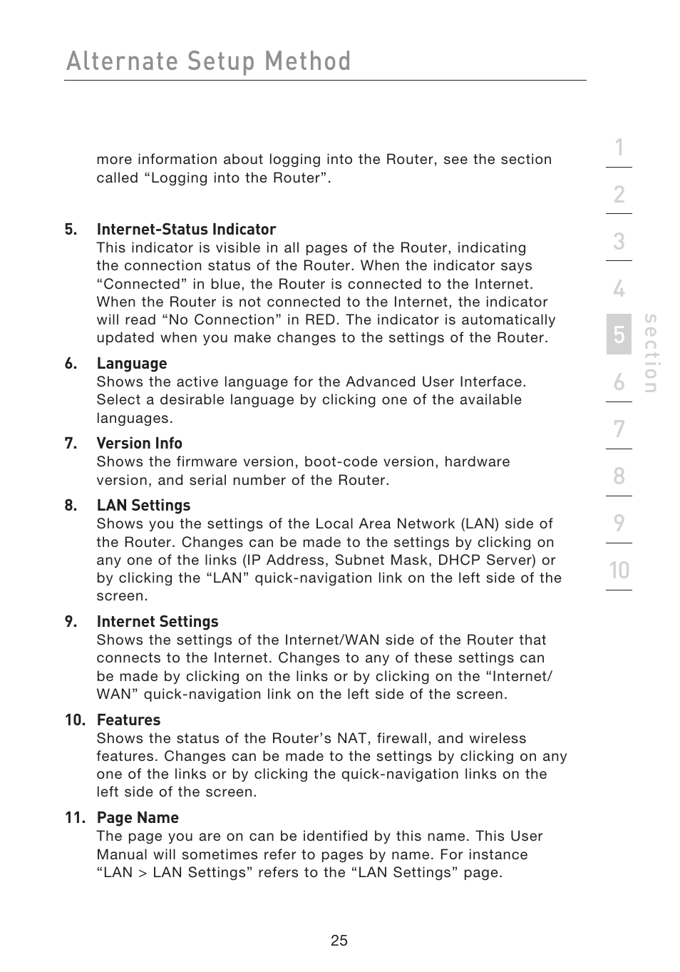 Alternate setup method, Se ct io n | Belkin F5D8233EA4 User Manual | Page 27 / 619
