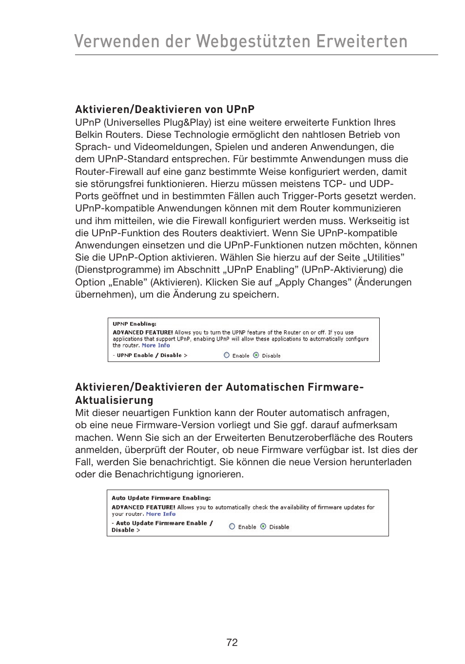 Verwenden der webgestützten erweiterten | Belkin F5D8233EA4 User Manual | Page 280 / 619