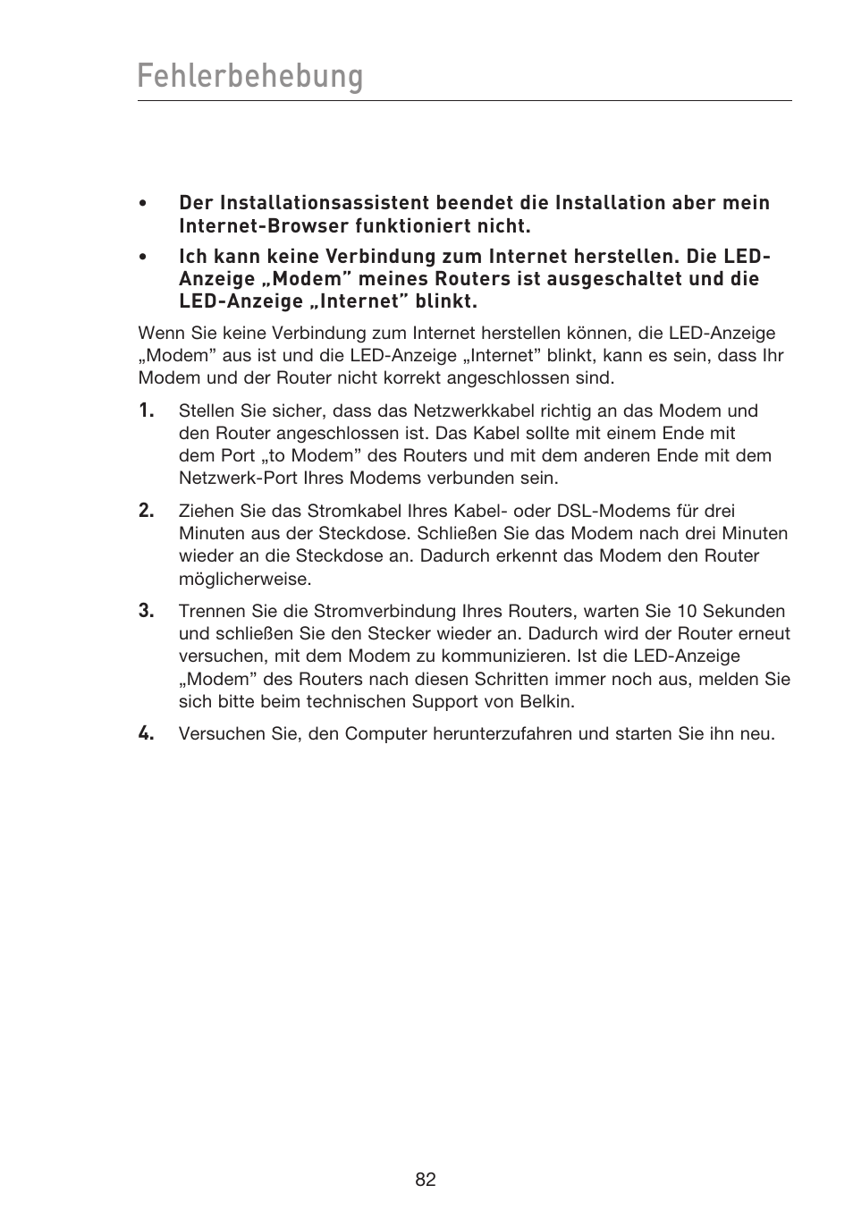 Fehlerbehebung | Belkin F5D8233EA4 User Manual | Page 290 / 619