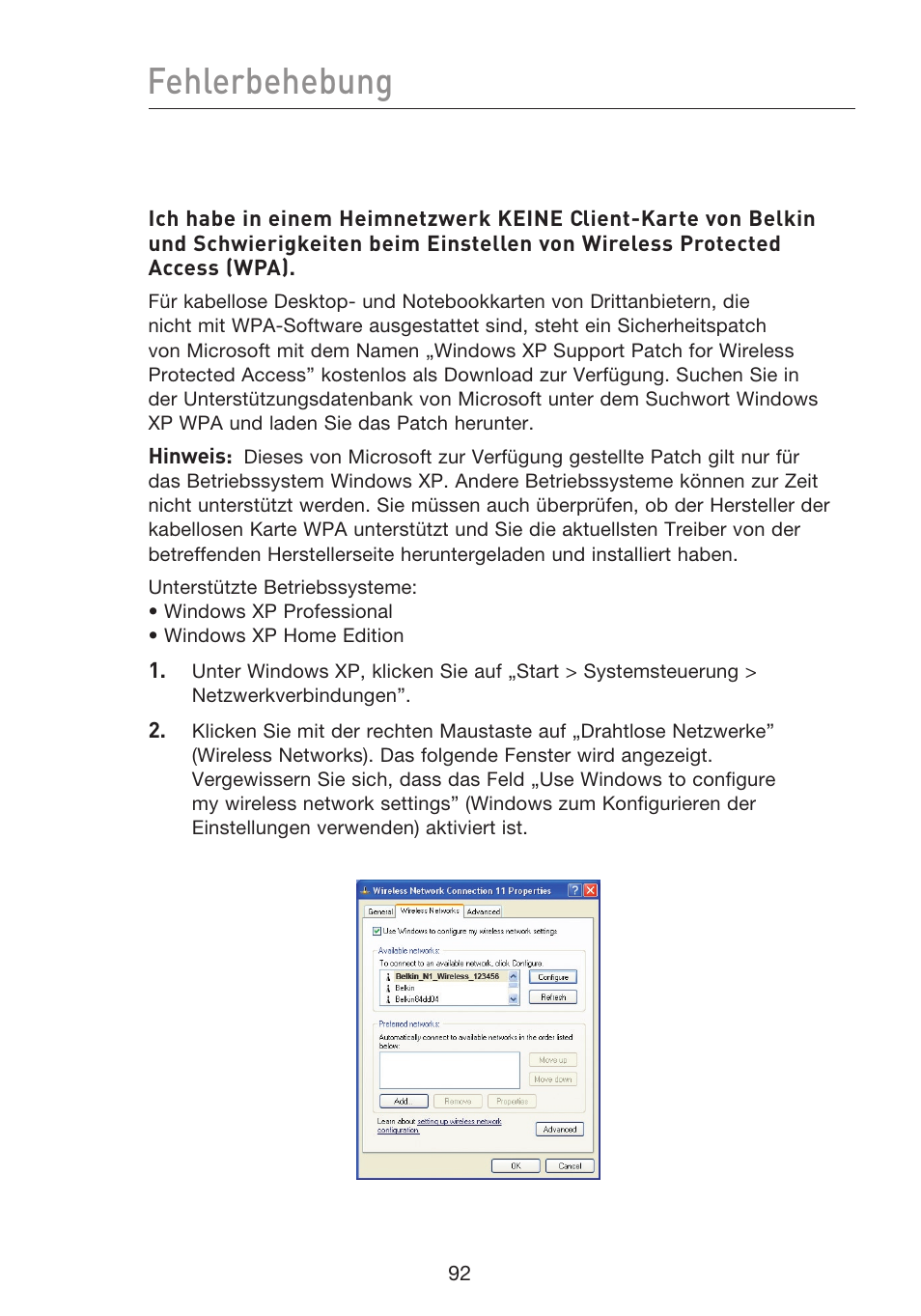 Fehlerbehebung | Belkin F5D8233EA4 User Manual | Page 300 / 619