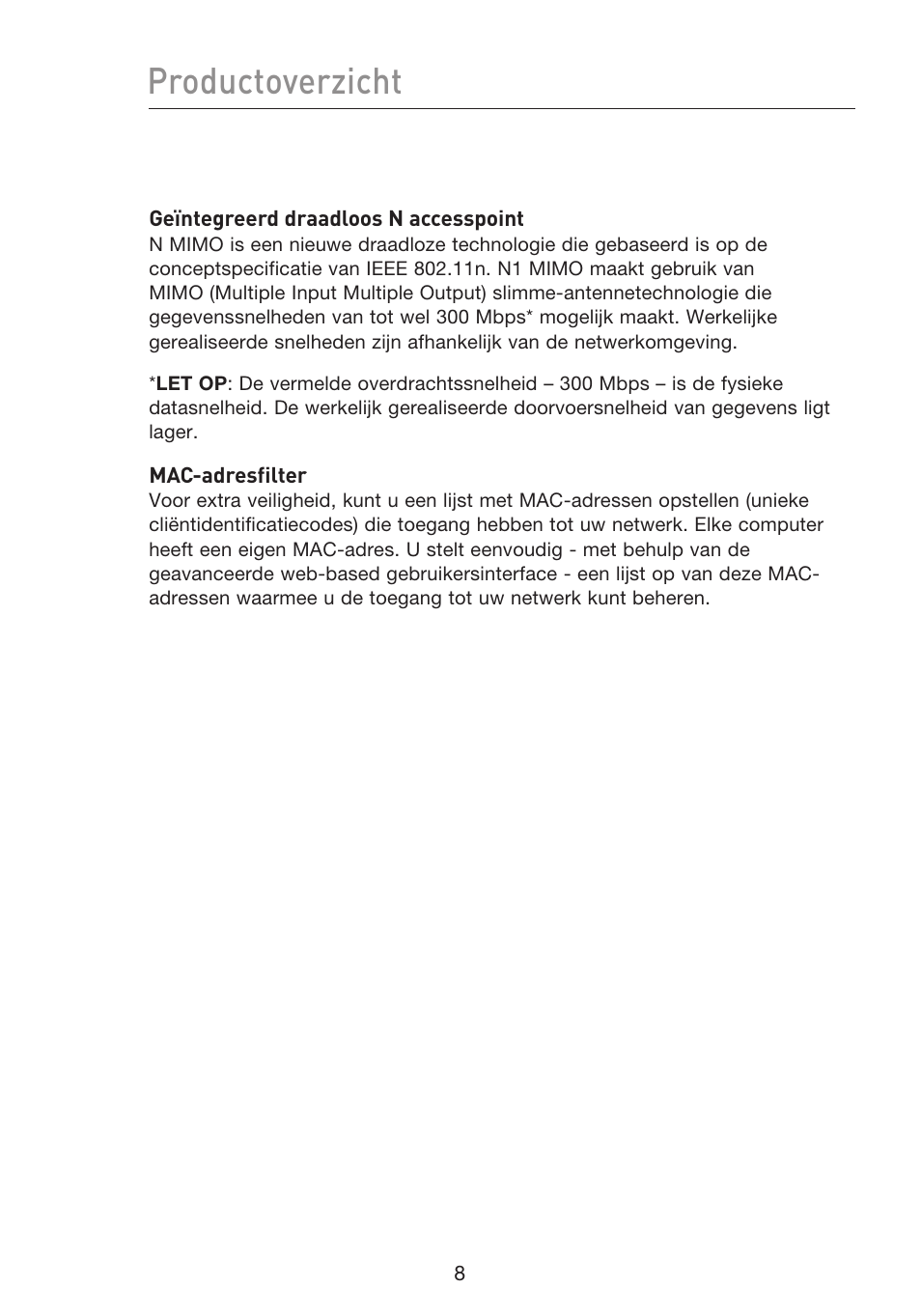 Productoverzicht | Belkin F5D8233EA4 User Manual | Page 320 / 619