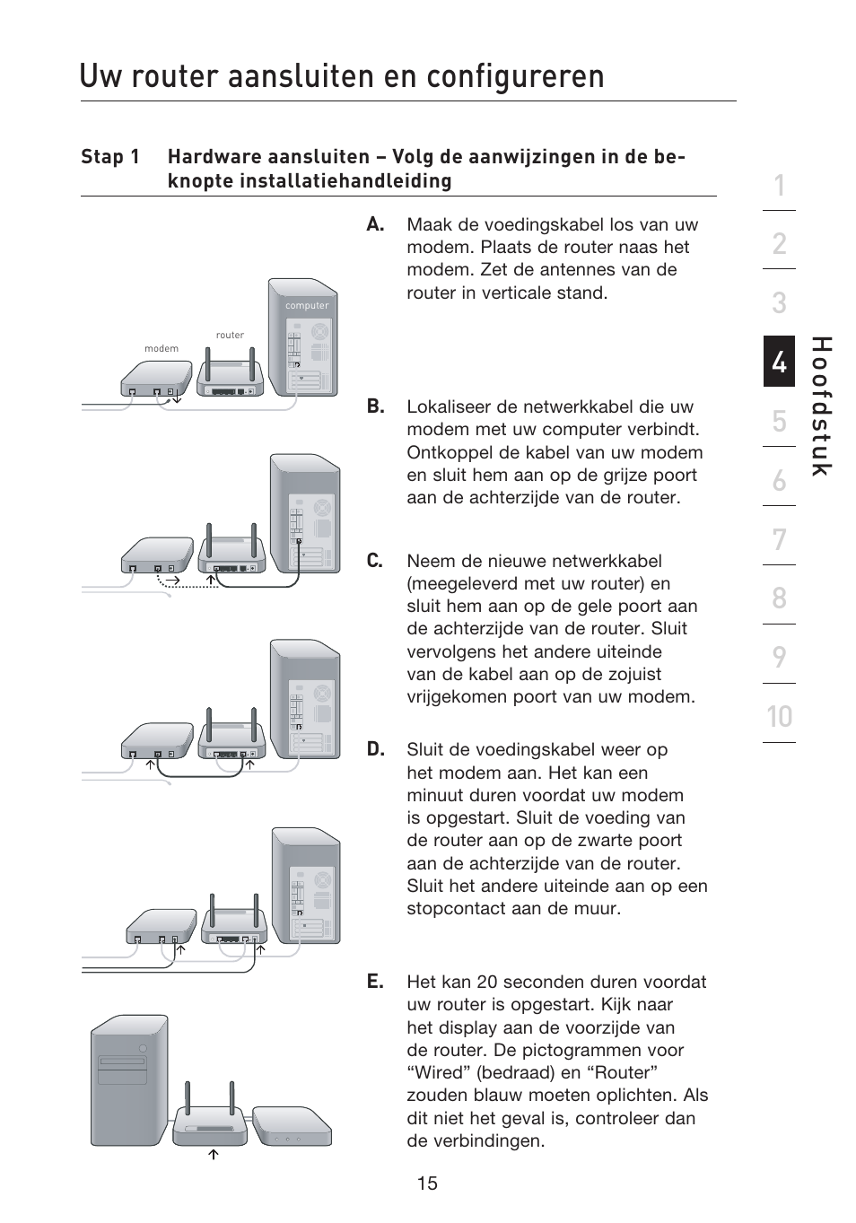 Uw router aansluiten en configureren, Hoo fd st u k | Belkin F5D8233EA4 User Manual | Page 327 / 619
