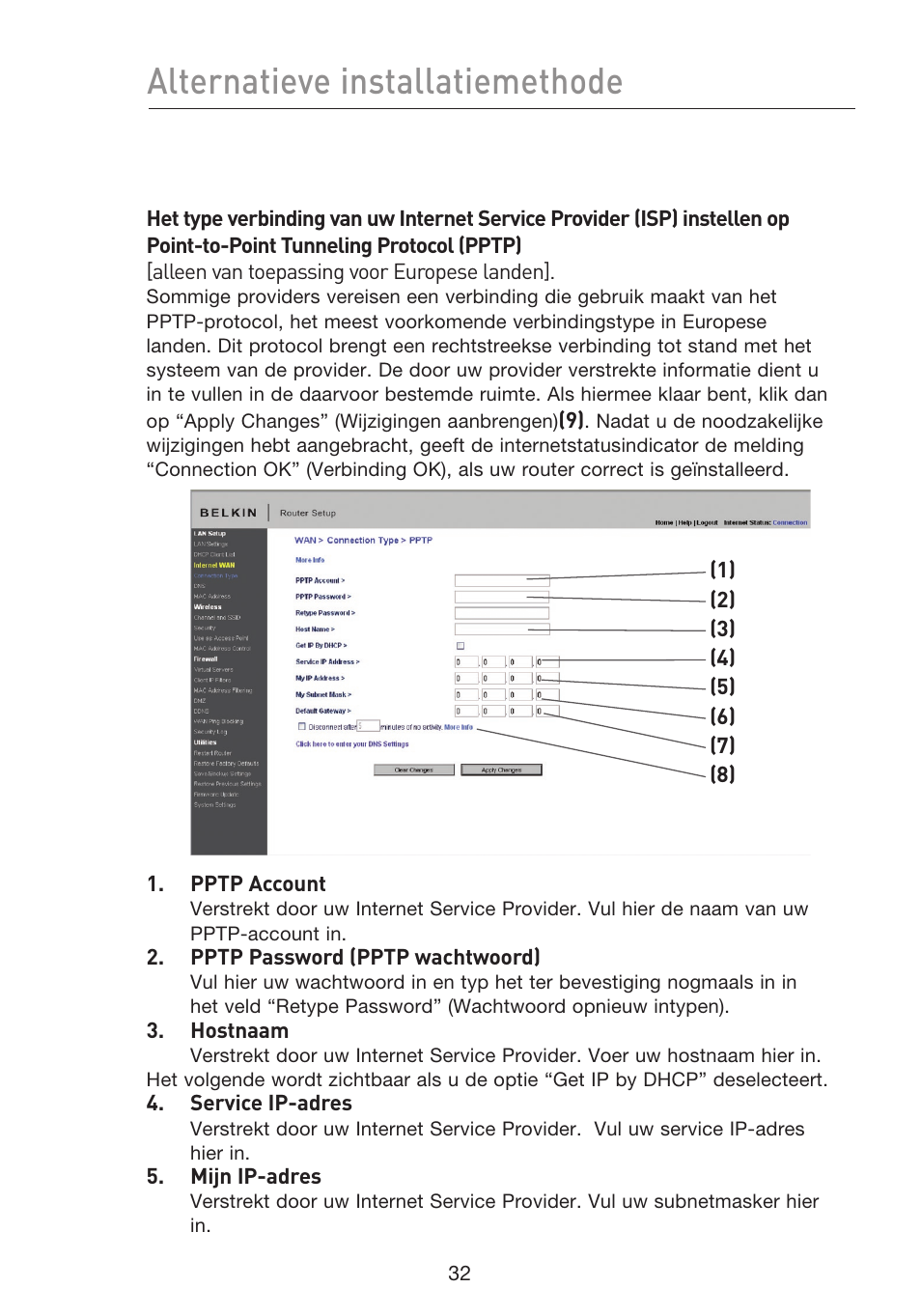 Alternatieve installatiemethode | Belkin F5D8233EA4 User Manual | Page 344 / 619