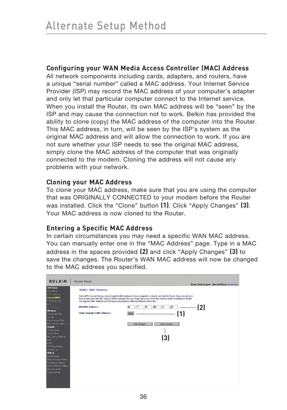 Alternate setup method | Belkin F5D8233EA4 User Manual | Page 38 / 619