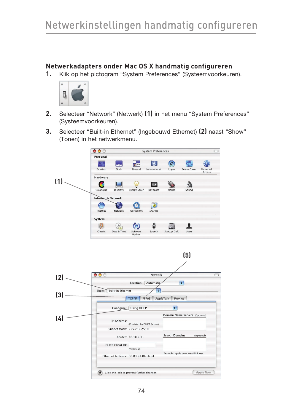 Netwerkinstellingen handmatig configureren | Belkin F5D8233EA4 User Manual | Page 386 / 619