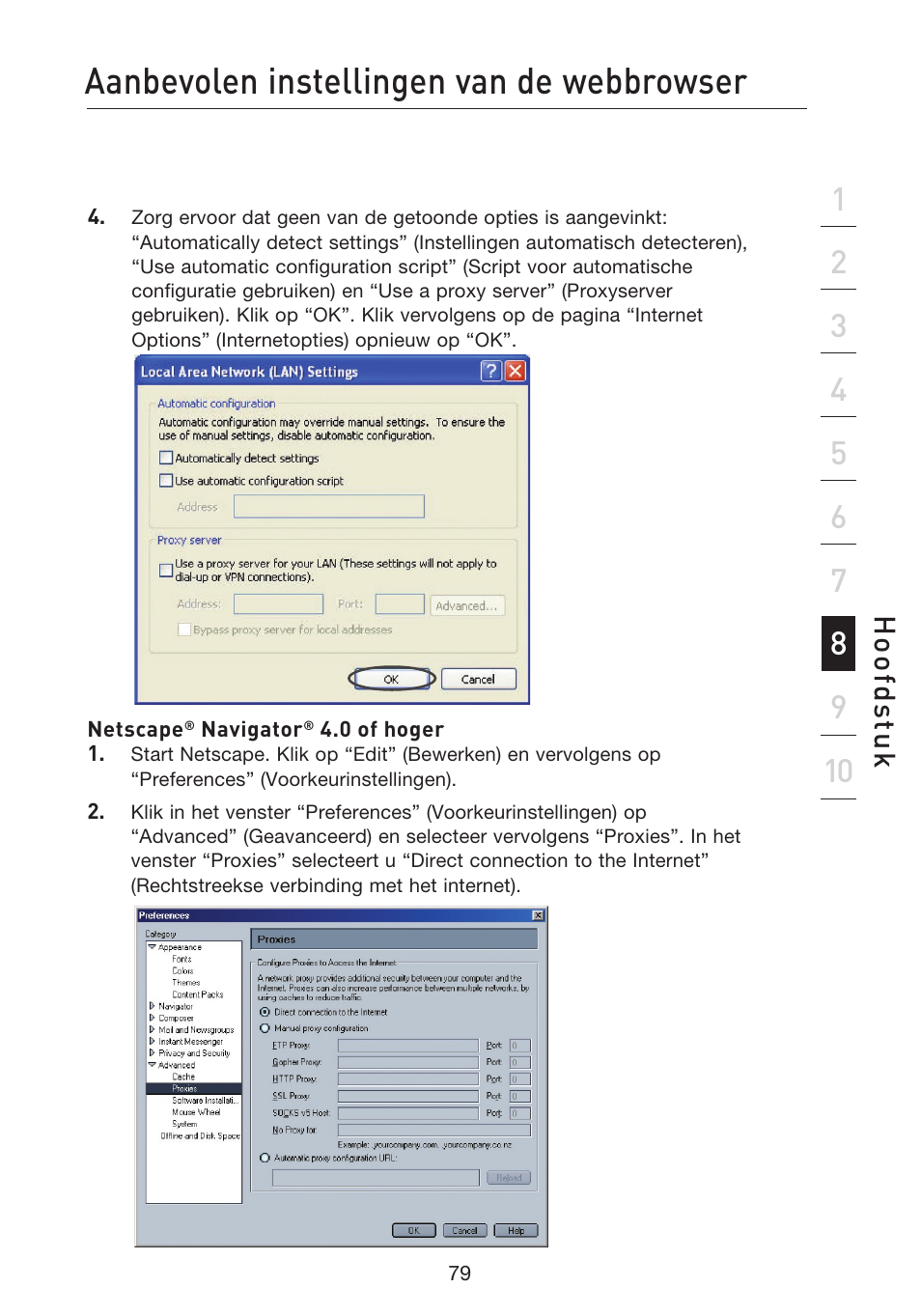 Aanbevolen instellingen van de webbrowser, Hoo fd st u k | Belkin F5D8233EA4 User Manual | Page 391 / 619