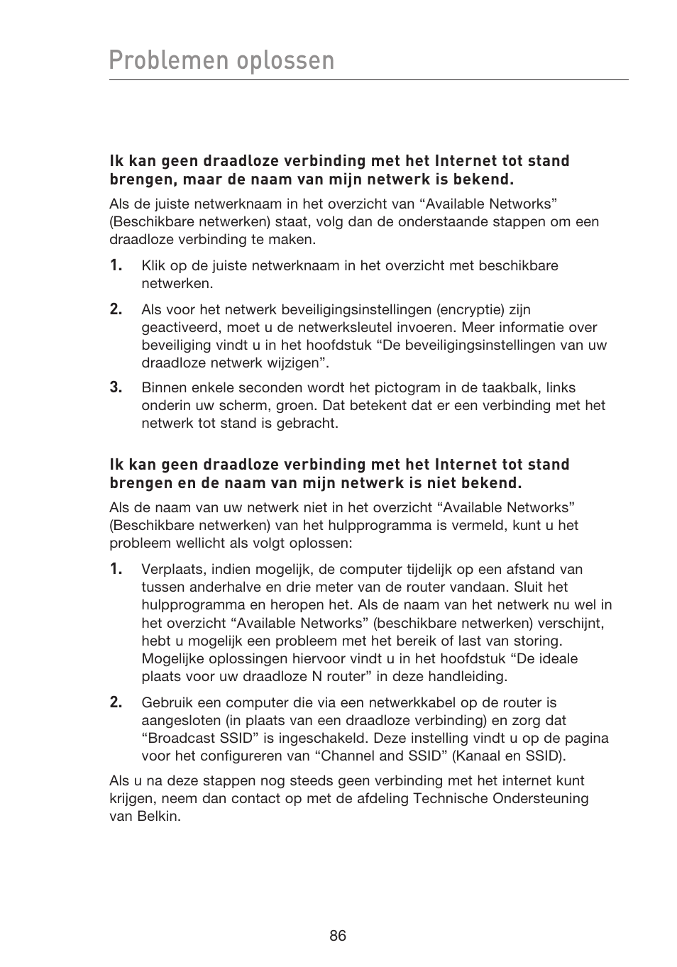 Problemen oplossen | Belkin F5D8233EA4 User Manual | Page 398 / 619