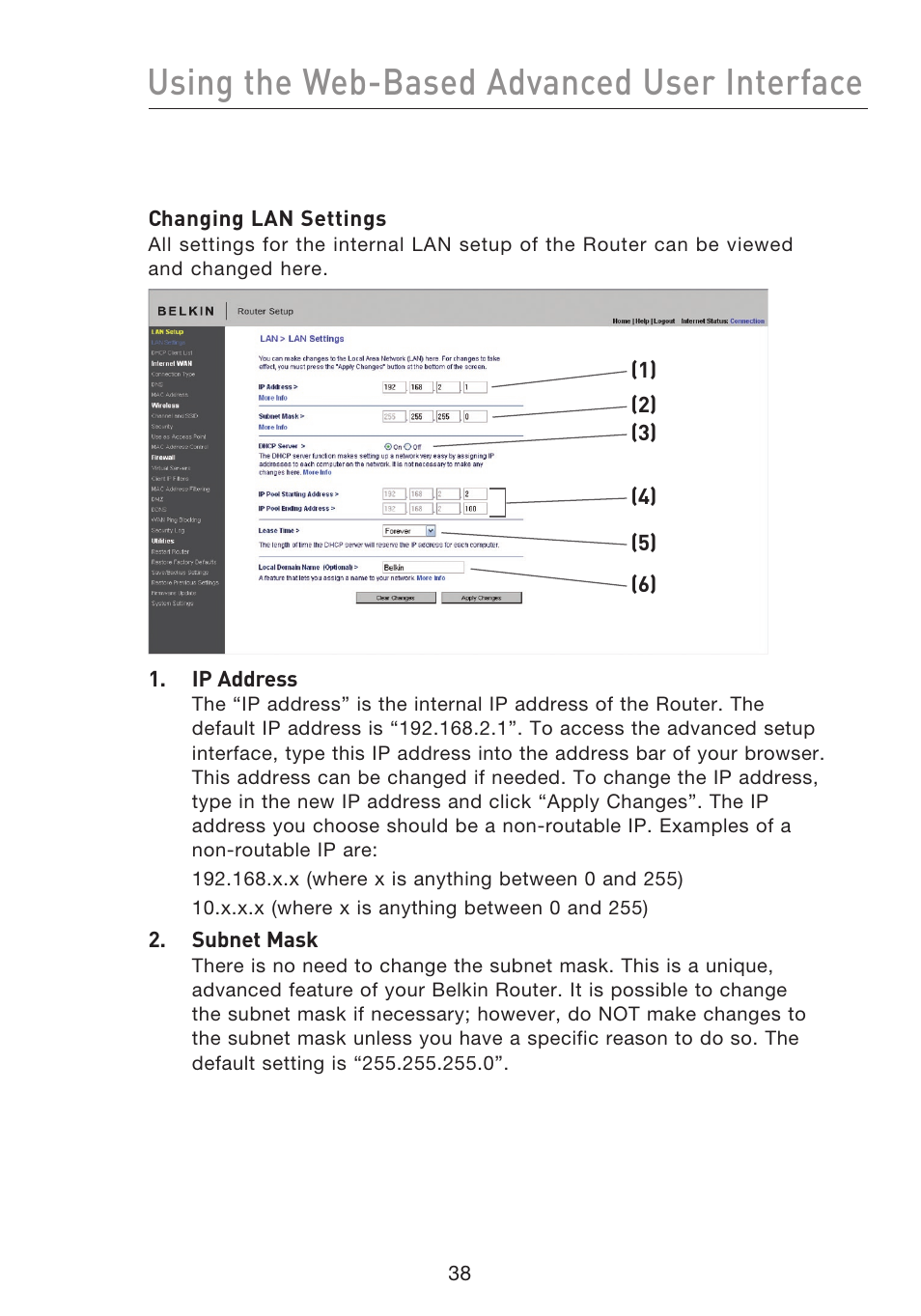 Using the web-based advanced user interface | Belkin F5D8233EA4 User Manual | Page 40 / 619