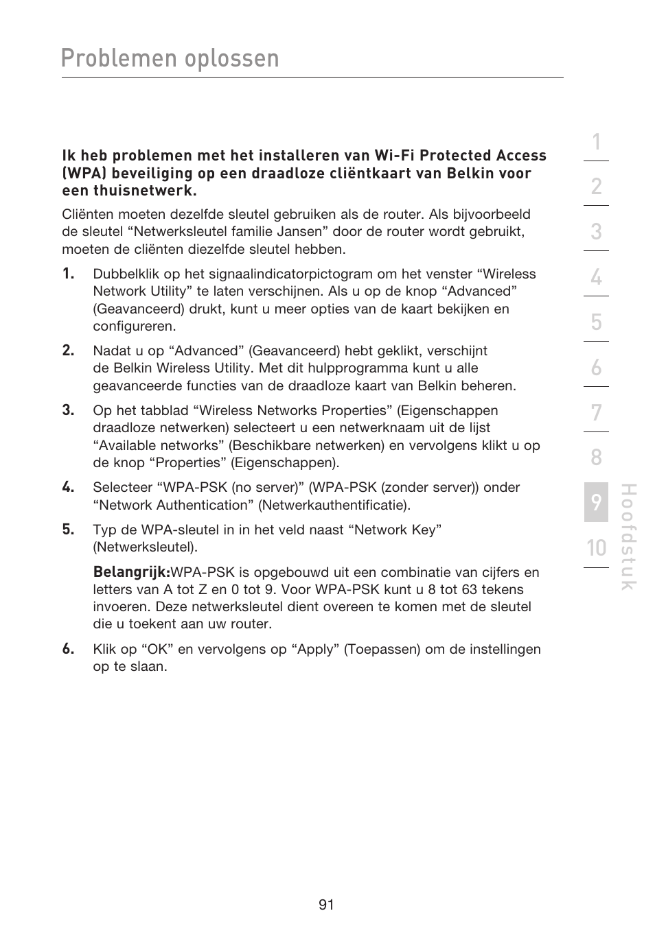 Problemen oplossen, Hoo fd st u k | Belkin F5D8233EA4 User Manual | Page 403 / 619