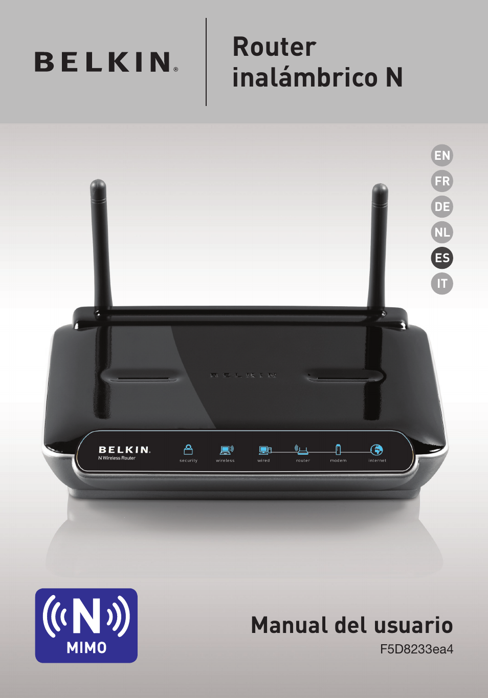 Router inalámbrico n, Manual del usuario | Belkin F5D8233EA4 User Manual | Page 414 / 619