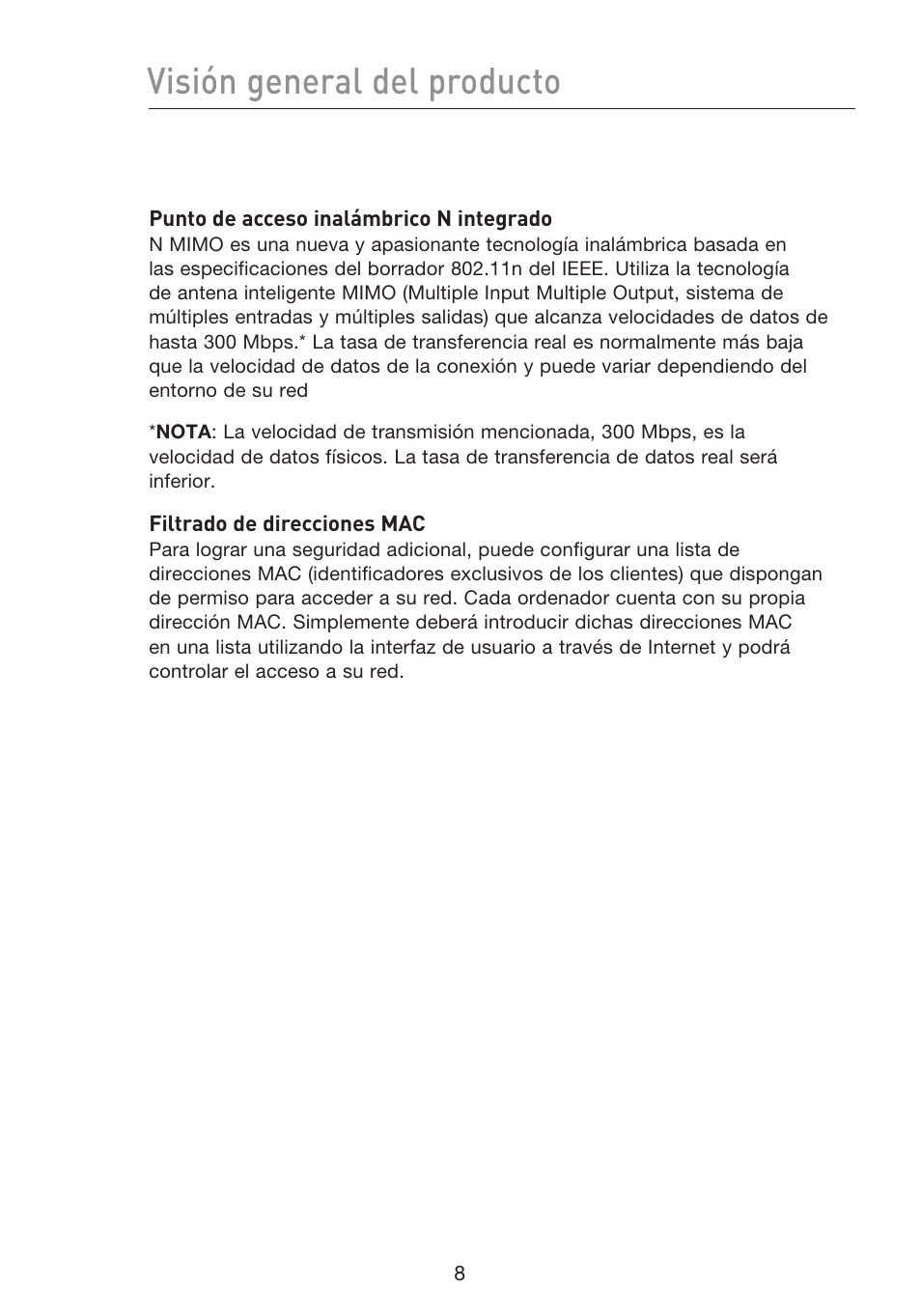 Visión general del producto | Belkin F5D8233EA4 User Manual | Page 423 / 619