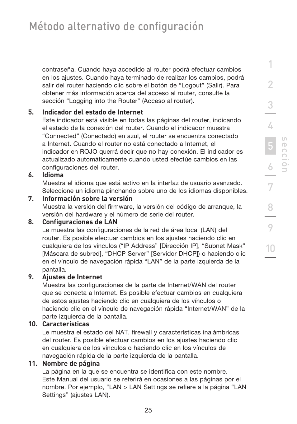 Método alternativo de configuración, Se cc ió n | Belkin F5D8233EA4 User Manual | Page 440 / 619