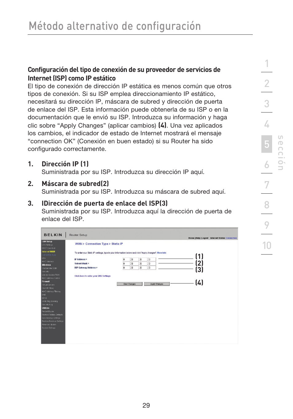 Método alternativo de configuración, Se cc ió n | Belkin F5D8233EA4 User Manual | Page 444 / 619