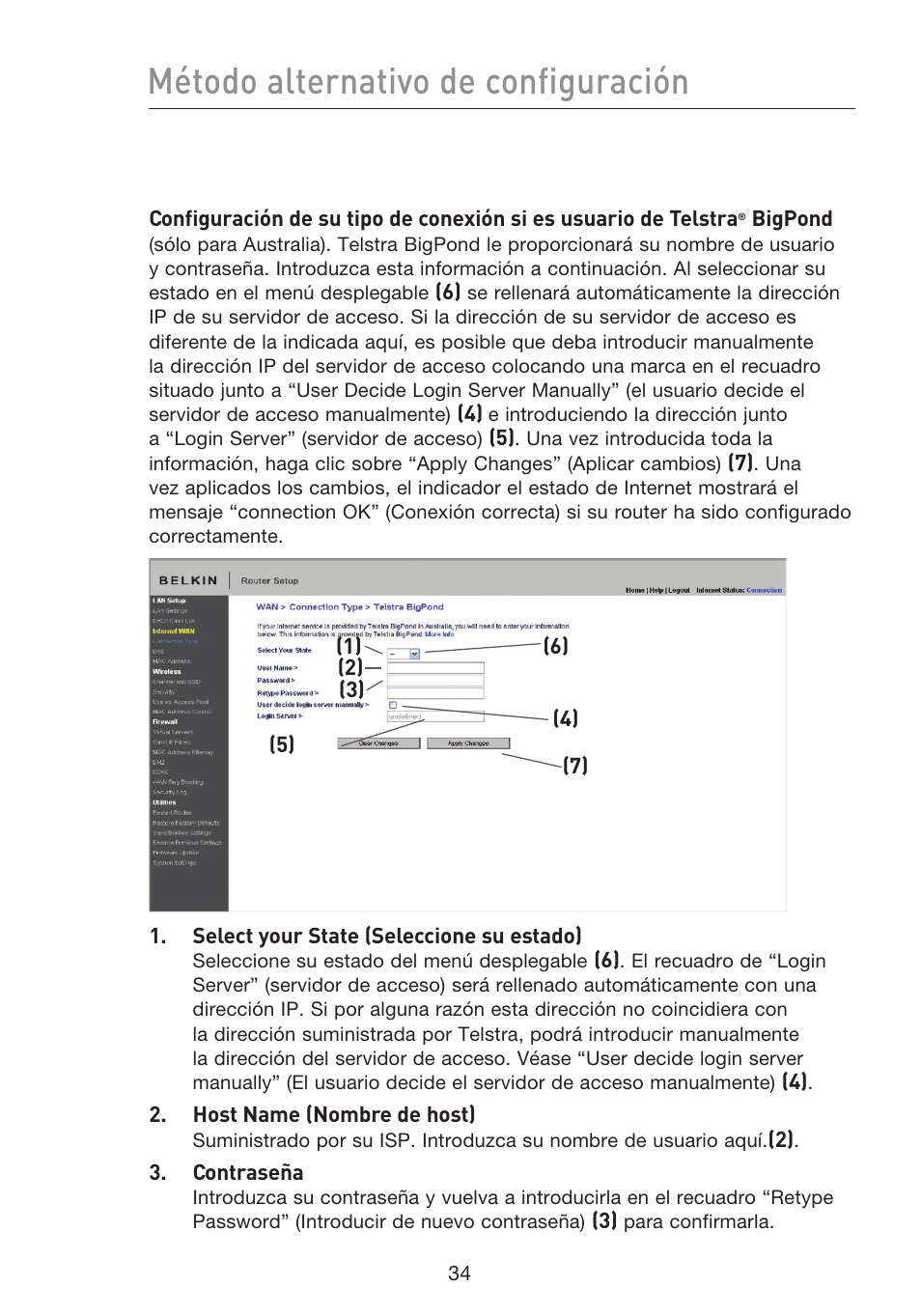 Método alternativo de configuración | Belkin F5D8233EA4 User Manual | Page 449 / 619