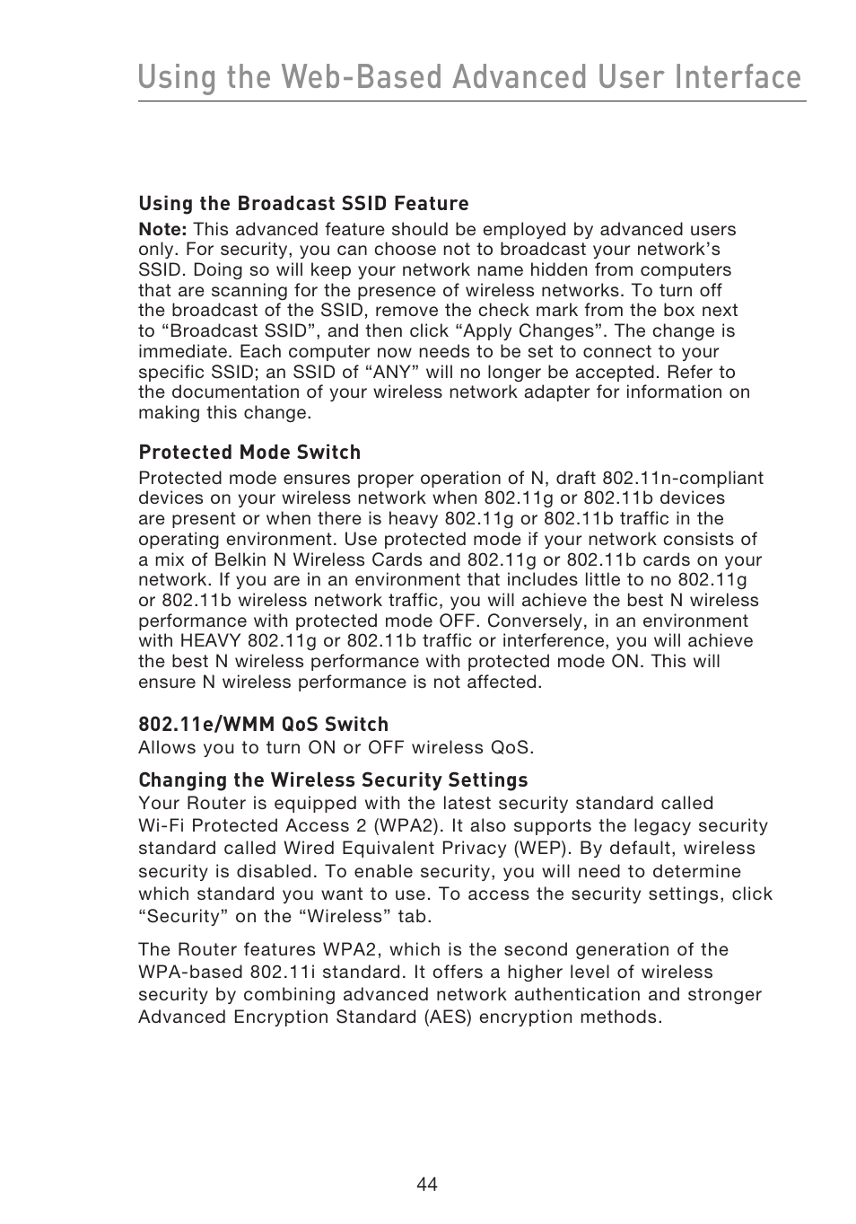 Using the web-based advanced user interface | Belkin F5D8233EA4 User Manual | Page 46 / 619