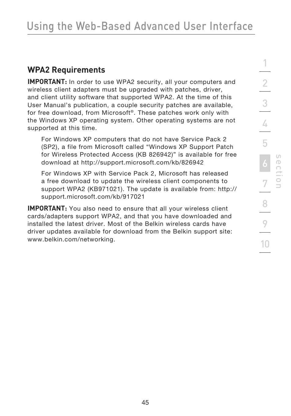 Using the web-based advanced user interface | Belkin F5D8233EA4 User Manual | Page 47 / 619