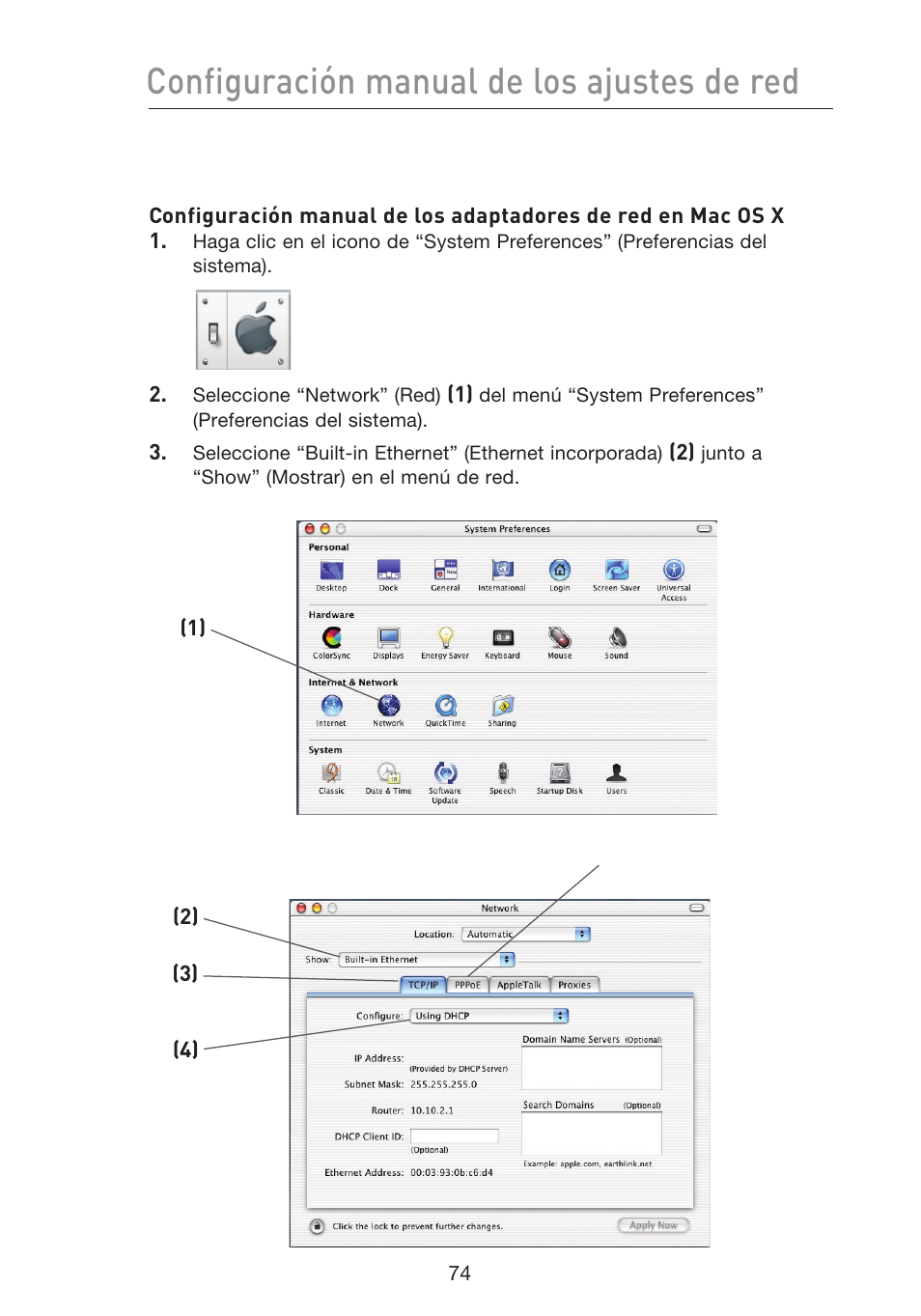 Configuración manual de los ajustes de red | Belkin F5D8233EA4 User Manual | Page 489 / 619
