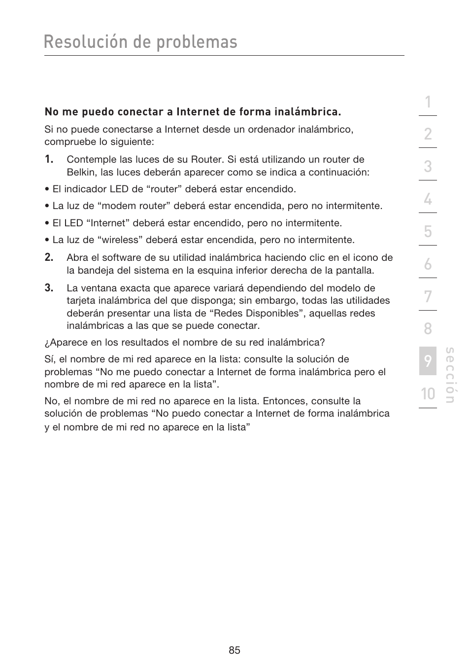 Resolución de problemas | Belkin F5D8233EA4 User Manual | Page 500 / 619