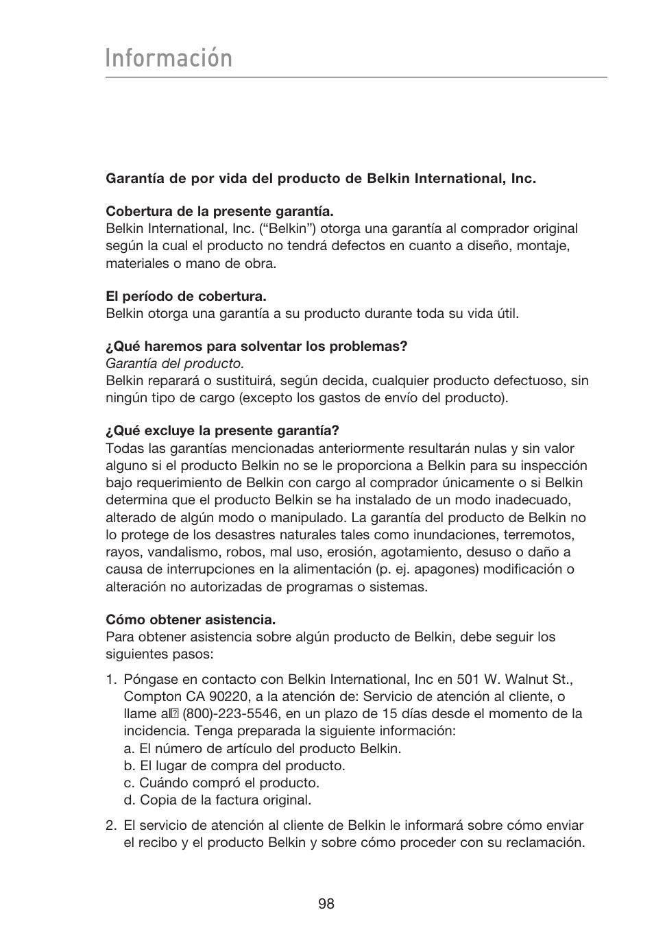 Información | Belkin F5D8233EA4 User Manual | Page 513 / 619