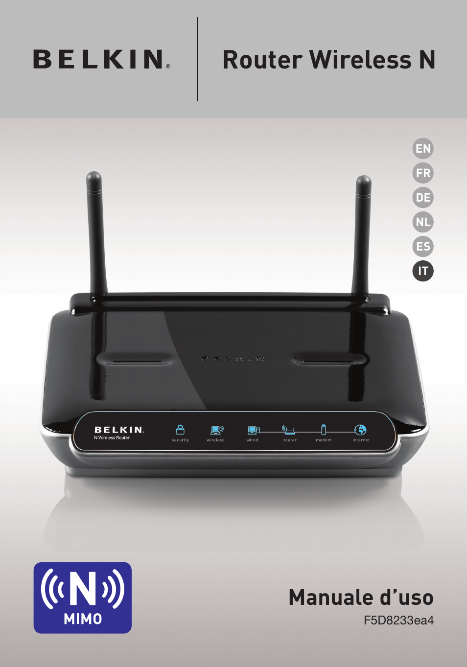 Router wireless n, Manuale d’uso | Belkin F5D8233EA4 User Manual | Page 517 / 619