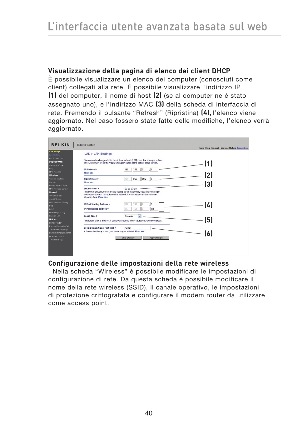 L’interfaccia utente avanzata basata sul web | Belkin F5D8233EA4 User Manual | Page 558 / 619