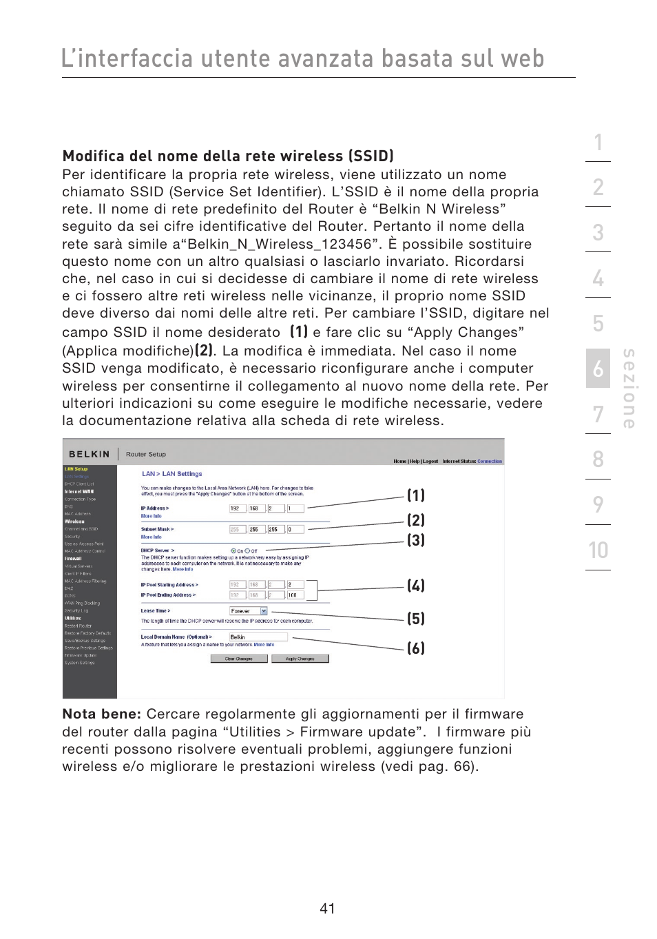 L’interfaccia utente avanzata basata sul web, Se zio n e | Belkin F5D8233EA4 User Manual | Page 559 / 619