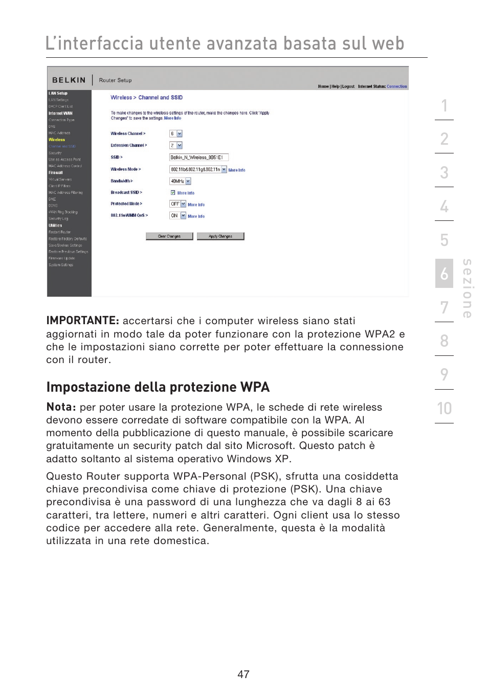 L’interfaccia utente avanzata basata sul web | Belkin F5D8233EA4 User Manual | Page 565 / 619