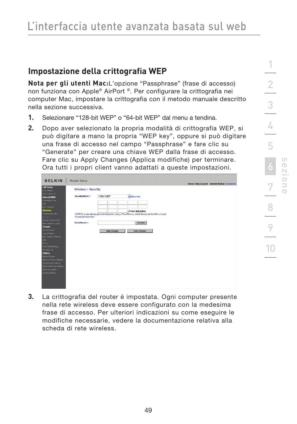 L’interfaccia utente avanzata basata sul web, Se zio n e | Belkin F5D8233EA4 User Manual | Page 567 / 619