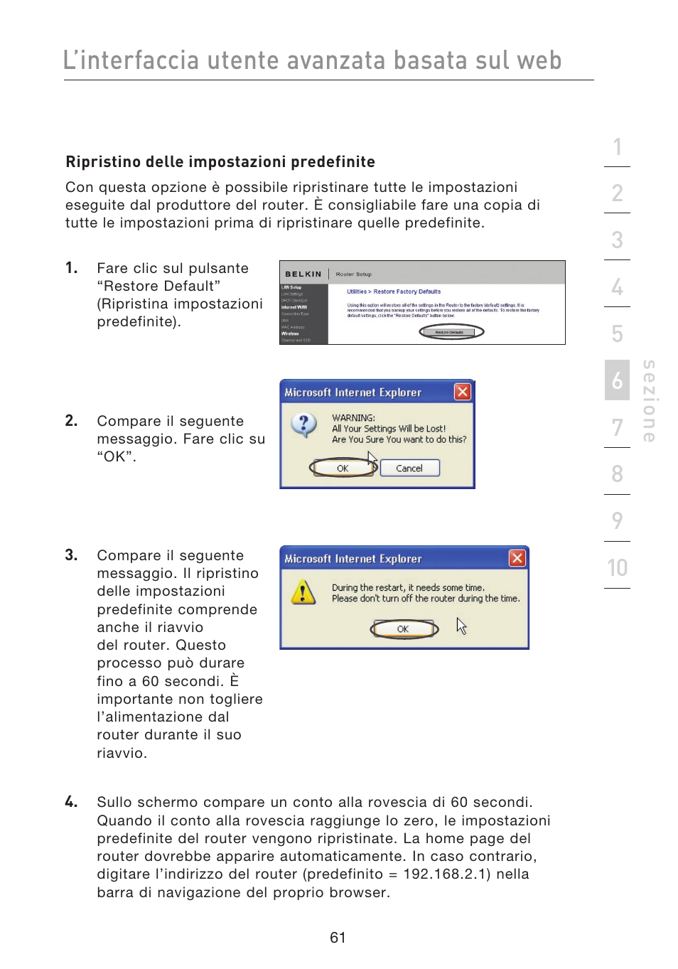 L’interfaccia utente avanzata basata sul web, Se zio n e | Belkin F5D8233EA4 User Manual | Page 579 / 619