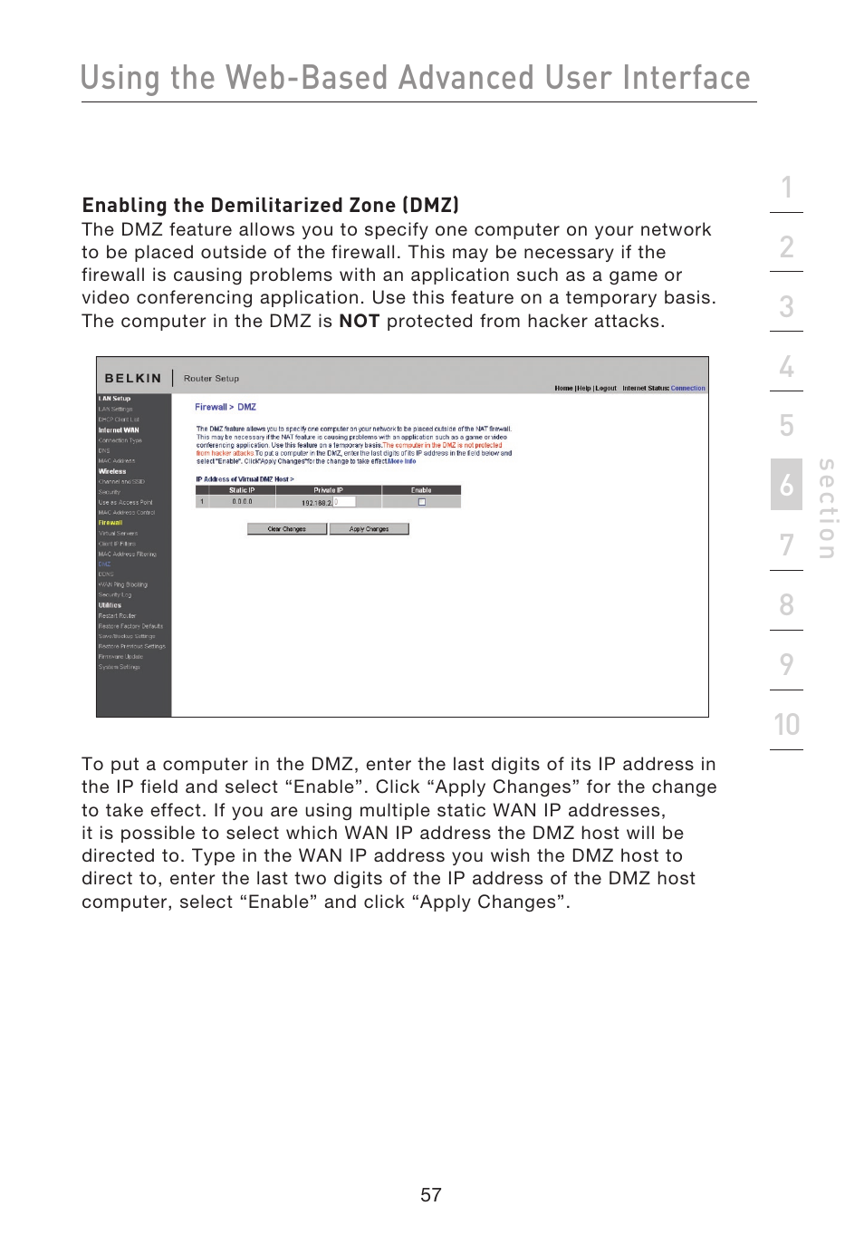 Using the web-based advanced user interface | Belkin F5D8233EA4 User Manual | Page 59 / 619