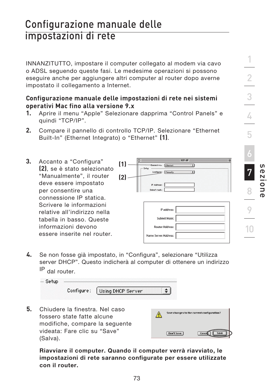 Configurazione manuale delle impostazioni di rete, Se zio n e | Belkin F5D8233EA4 User Manual | Page 591 / 619