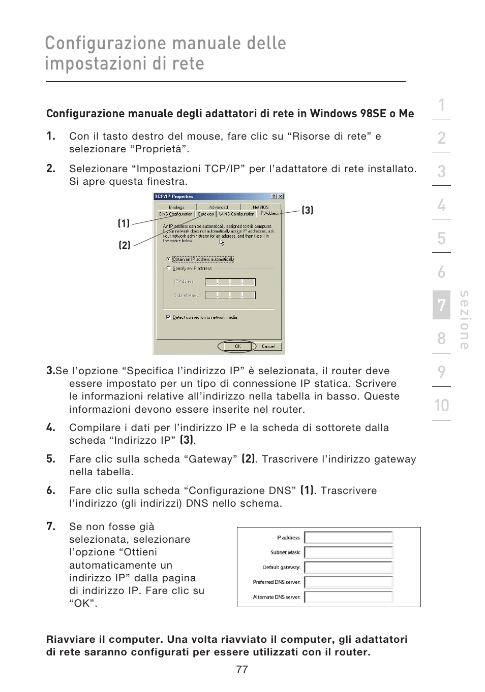 Configurazione manuale delle impostazioni di rete, Se zio n e | Belkin F5D8233EA4 User Manual | Page 595 / 619