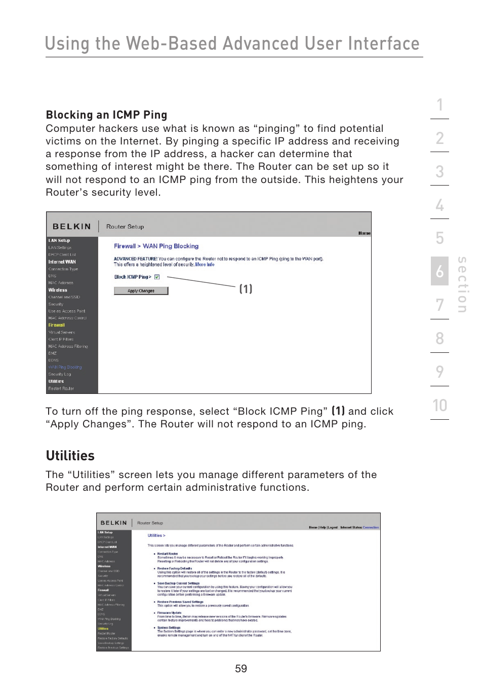 Using the web-based advanced user interface | Belkin F5D8233EA4 User Manual | Page 61 / 619