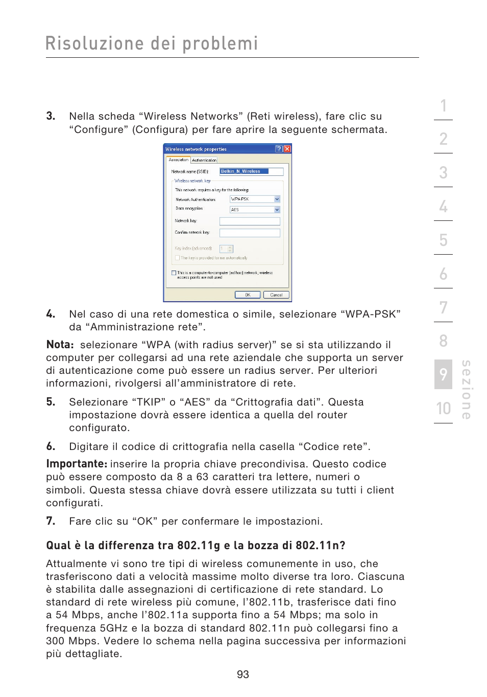 Risoluzione dei problemi, Se zio n e | Belkin F5D8233EA4 User Manual | Page 611 / 619