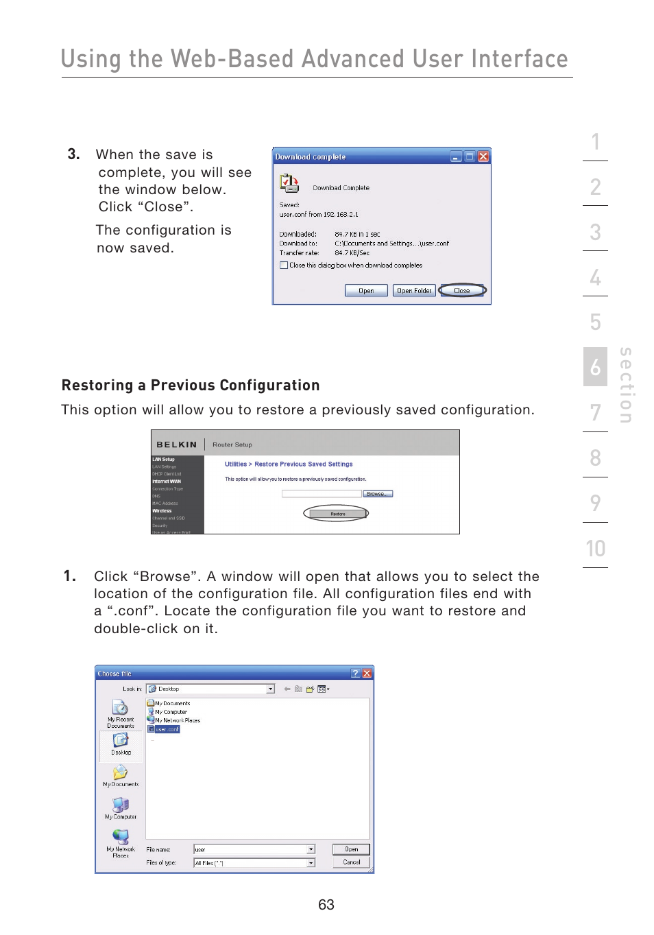 Using the web-based advanced user interface | Belkin F5D8233EA4 User Manual | Page 65 / 619