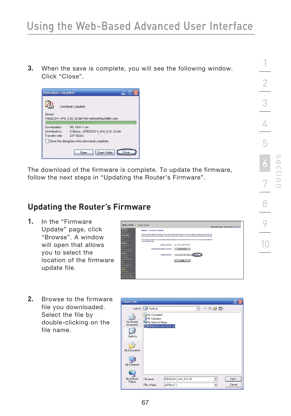 Using the web-based advanced user interface | Belkin F5D8233EA4 User Manual | Page 69 / 619
