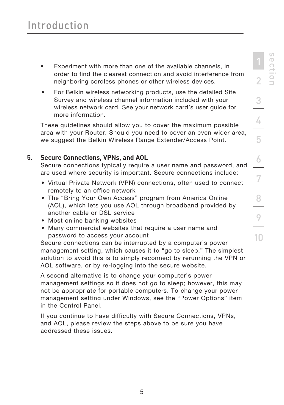 Introduction, Se ct io n | Belkin F5D8233EA4 User Manual | Page 7 / 619